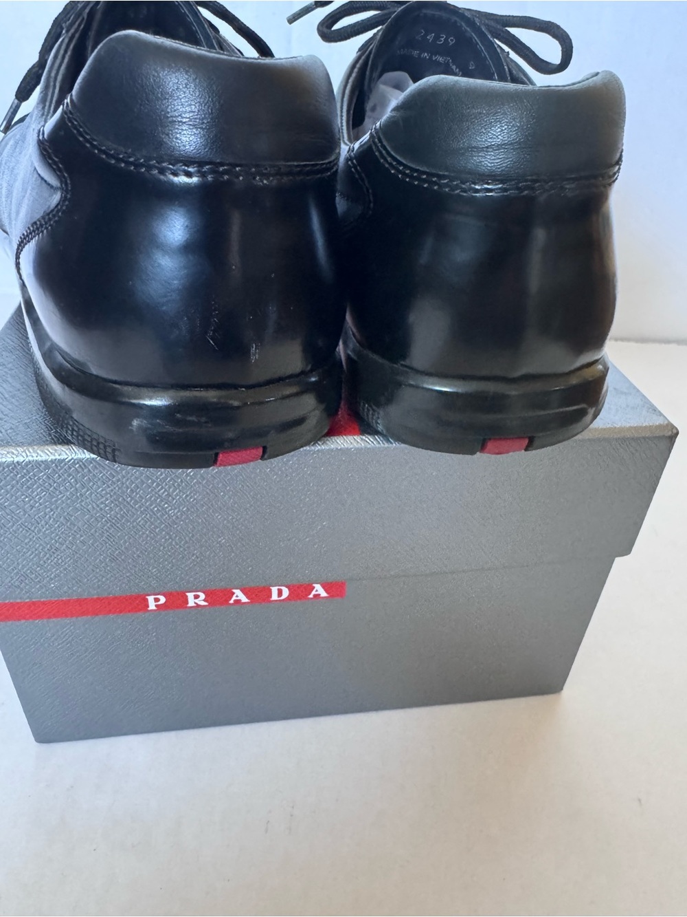 Prada 4E2439 Men’s Black Leather Low-Top Sneakers US 9 | Box & Dust Bag | VGUC - Picture 13 of 16